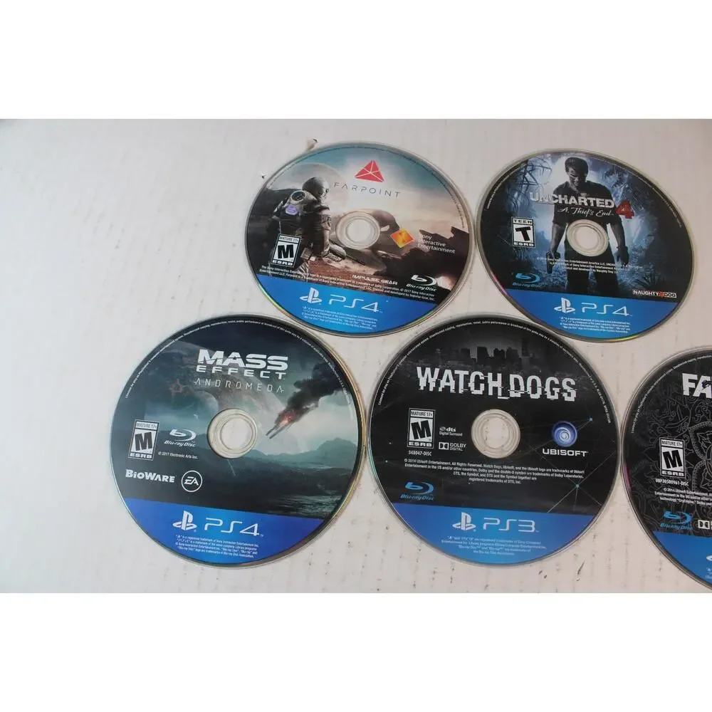 5 game Sony PS4/3 Lot: Andromada, Watch Dogs, Farcry 4, Uncharted 4, Farpoint